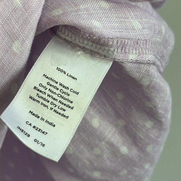Talbots Linen Polka Dot Button Front Top Size 1X - Picture 7 of 11